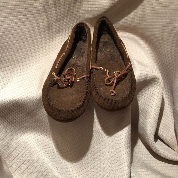 Coach women Shearling/Suede Moccasins slip on - Picture 9 of 9